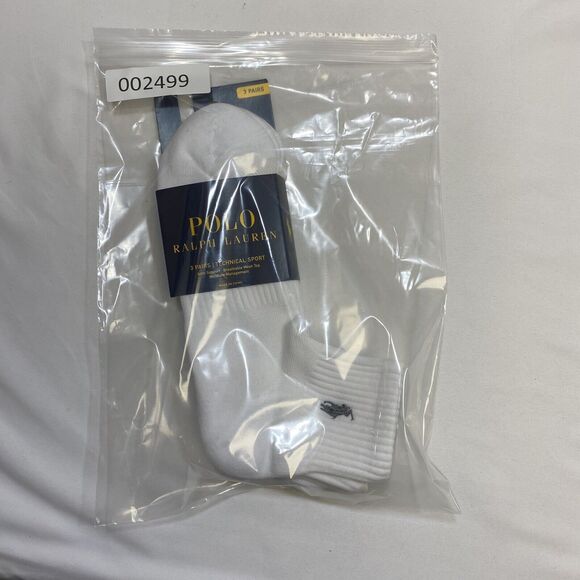 NWT 3 Pack Polo Ralph Lauren Tech Athletic Quarter Top Sock White Gray Pony - Picture 8 of 8